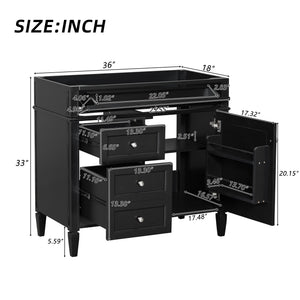 English Elm 36'' Modern Bathroom Vanity Cabinet With 2 Drawers, Tip-Out Storage & Solid Wood Frame Design N710P256582B