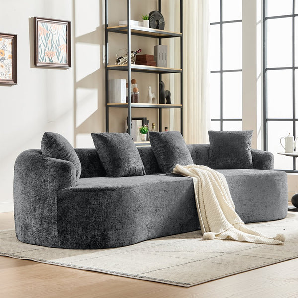 English Elm Curved Chenille Loveseat with Memory Foam Cushions for Compact Living Spaces Grey W2915S00082