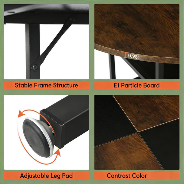 English Elm Modern Farmhouse Rectangular Coffee Table with Rustic Wood Grain and Sturdy H Base T3971P448401