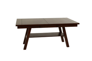 English Elm Dining Rectangle Table with Open Shelf Solid Rubberwood Finish 66" x 40" Contemporary Dining Room Centerpiece Walnut 70 L x 45 W x 7 H B011P192196