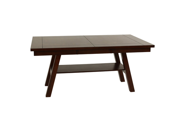 English Elm Dining Rectangle Table with Open Shelf Solid Rubberwood Finish 66" x 40" Contemporary Dining Room Centerpiece Walnut 70 L x 45 W x 7 H B011P192196