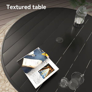 English Elm VRSHWO"Outdoor Round Patio Dining Table for 4-6, Powder-Coated Steel, Rust-Resistant with Umbrella Hole Black W213P332251