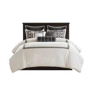 JLA Home Madison Park Signature - Embroidery Greek-Key Oversized Comforter Set with Plush 300gsm Fill, Brushed Microfiber, OEKO-TEX certified 96 L x 110 W x 1.5H MPS10-599