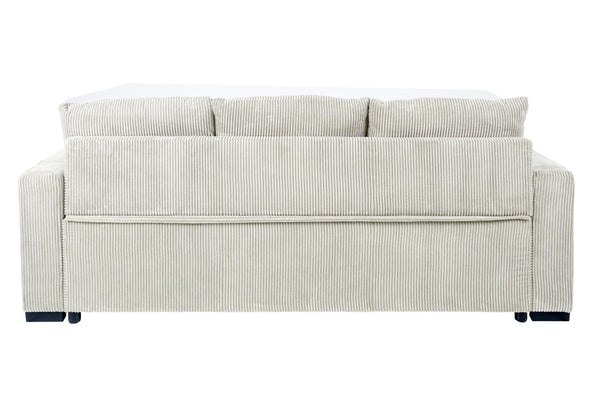English Elm Convertible Sofa with Corduroy Upholstery, Low-Profile Legs and Pull-Out Bed for Compact Living Ivory 73 L x 34 W x 23 H B089P240492