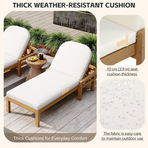 English Elm Trexm Solid Acacia Outdoor Chaise Lounge Arched Recliner for Poolside Patio Deck Light Teak N715P403786D