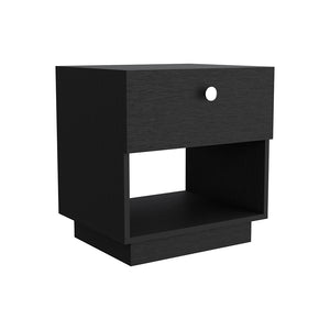 English Elm Paris 1 Drawer Nightstand Black Engineered Wood with Open Lower Shelf, Large Top & Easy-Pull Drawer B200P188854