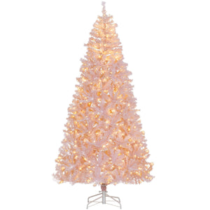 English Elm Homcom 7.5' Pink Prelit Douglas Fir Christmas Tree With 500 Warm White Leds & 1346 Tips For Holidays W2225P249692