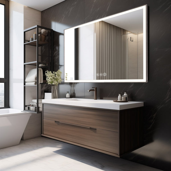 English Elm 48*32In Led Framed Bathroom Vanity Mirror - Anti-Fog, Adjustable Lighting, Durable & Stylish Design W2709P268900