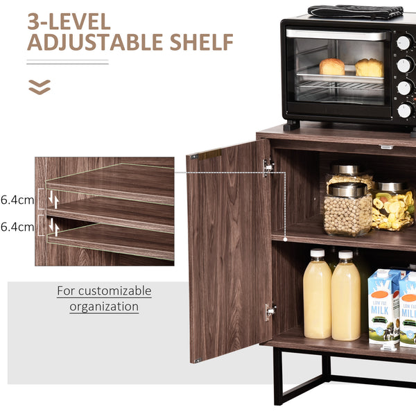 English Elm Homcom Modern Walnut Sideboard Buffet Cabinet With Chevron Doors, Adjustable Shelf For Stylish Storage W2225P217732