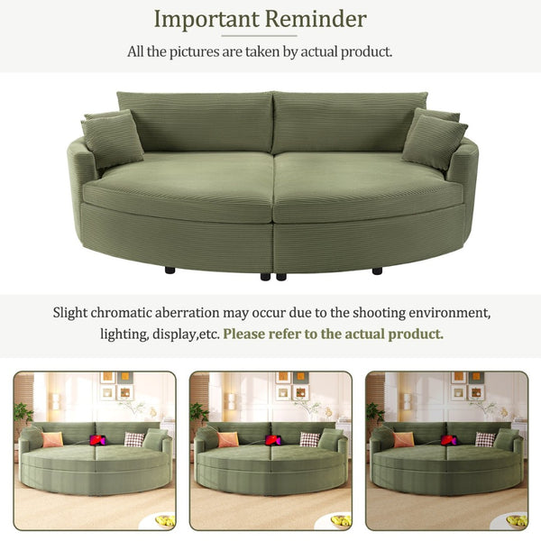 English Elm Oversized Double Chaise Lounge Sofa Bed With Usb Ports, Plush Comfort & Removable Pillows In Green N719S002160F-GIGA