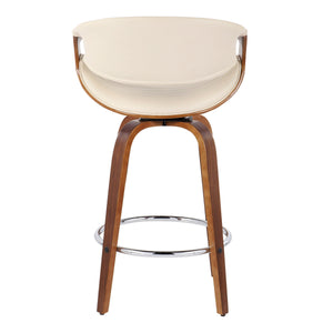 English Elm 26" Swivel Counterstools with Tufted Faux Leather Walnut Legs and Chrome Footrest Set of 2 B202S00377