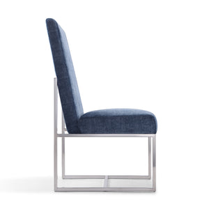 English Elm Element Blue Velvet Dining Chair - Modern Industrial Design, Plush Comfort, No Assembly Required! B365P397844