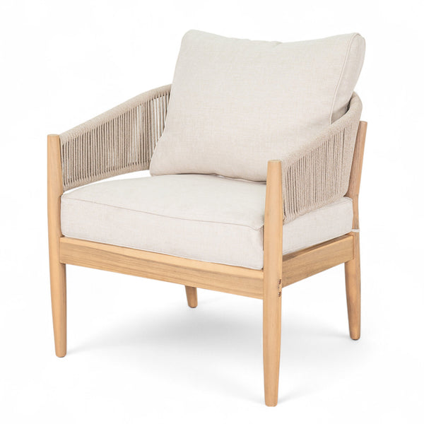 English Elm Christopher Knight Home® - Verona Outdoor Acacia Wood Club Chair Set Of 2 With Beige Cushions & Handwoven Rope For Patio Style N775P309256A