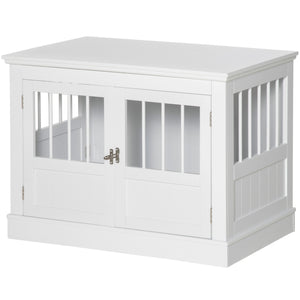 English Elm Pawhut Wooden Dog Crate End Table with Triple Doors for Small Breeds Indoor Use W2225P229092