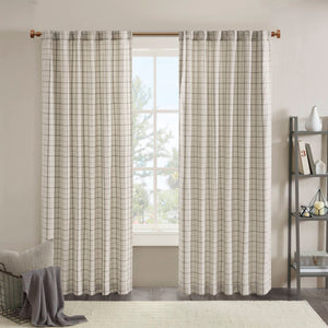 JLA Home Madison Park - Plaid Yarn-Dyed Grey Curtain Panel with Fleece Backing for Cozy Insulation and Rustic Farmhouse Style Natural MP40-6764