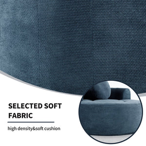 English Elm Round Cloud Sofa Bed Waffle Fabric Memory Foam Convertible Couch for Small Space Living Blue W3224P492030