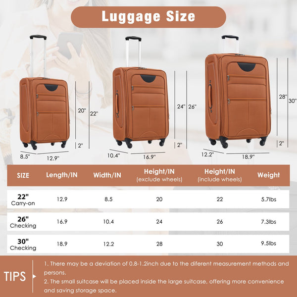 English Elm Softside Expandable 3 Piece Spinner Luggage Set with Tsa Lock for Travel N732P198614G