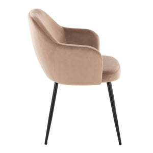 English Elm Dining Chair Set of 2 Velvet Upholstered Tapered Metal Legs Contemporary Style Brown B202P471287
