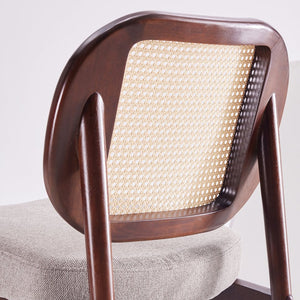 English Elm Rattan Mid-Century Accent Chair with Handcrafted Rattan Back, Solid Wood Frame, Comfortable Velvet Seat khaki T3623P409099