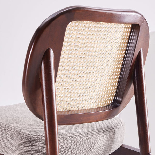 English Elm Rattan Mid-Century Accent Chair with Handcrafted Rattan Back, Solid Wood Frame, Comfortable Velvet Seat khaki T3623P409099
