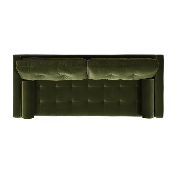 English Elm Jennifer Taylor Home - Nicholas 83.5" Mid-Century Sofa in Olive Performance Velvet — Durable Hardwood Frame, Plush Support B2719P238301