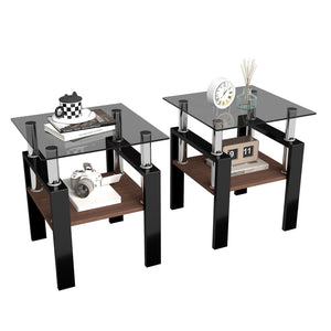 English Elm Set Of 2 Modern Tempered Glass Tea Tables - Sleek, Sturdy, And Stylish For Your Living Space Decor! W241P300310-GIGA