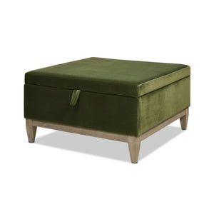 English Elm Jennifer Taylor Home - Knox 35" Square Storage Ottoman in Olive Green Performance Velvet — Benchmade, Flip-Top Storage, Durable Kiln-Dried Frame B2719P238423