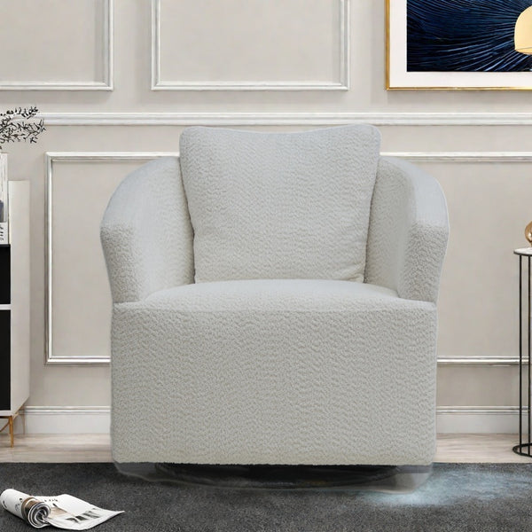 English Elm Modern 360 Degree Swivel Sofa Chair - Beige Velvet Accent, High-Back, Solid Wood Frame, 350lb Capacity W1183P254690