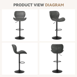 English Elm Swivel Bar Stools Set Of 2 - Adjustable Pu Leather Upholstered Chairs With 360° Swivel & Comfort T3950P396423-GIGA