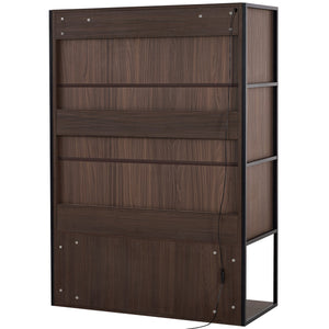 English Elm 51.2'' Freestanding Lighted Display Cabinet With Adjustable Glass Shelves & Hidden Storage For Décor N845P261777D