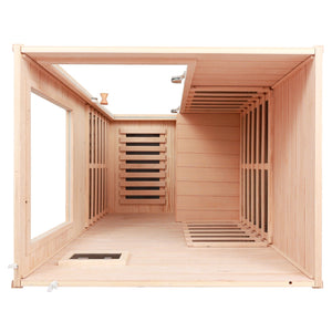 English Elm Hemlock Solid Wood Single Person Far Infrared Sauna with Bluetooth and Lcd Controls W632S00008