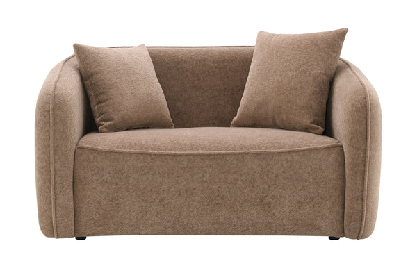 English Elm Keith Brown Chenille Loveseat with Pocket Coil Seats, Foam Cushions, KD Design & 2 Toss Pillows B2726P252311