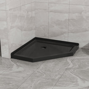 English Elm Goodyo Neo-angle Corner Shower Base Acrylic Abs Matte Black Low Profile Design D163147917