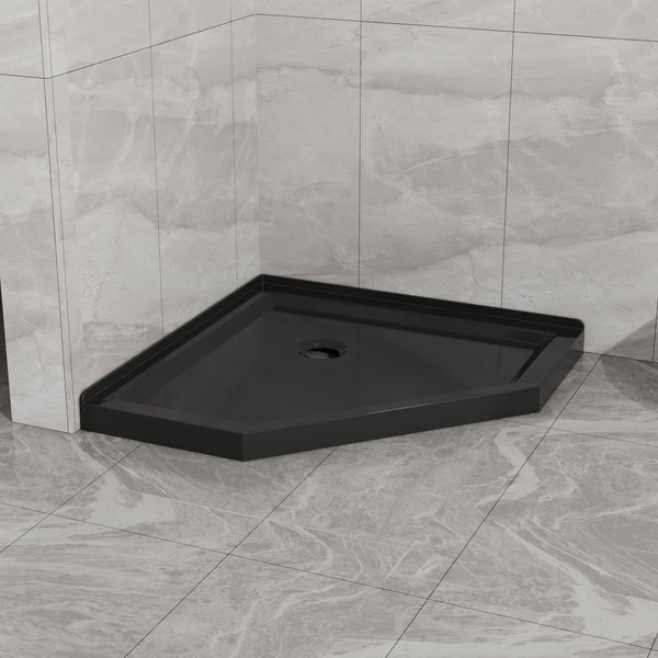 English Elm Goodyo Neo-angle Corner Shower Base Acrylic Abs Matte Black Low Profile Design D163147917