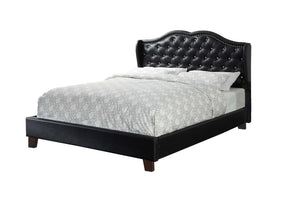 English Elm FULL Faux Leather Full Bed in Black with Solid Wood Frame, 50" Headboard, Modern Durable Design B089S00128