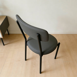 English Elm Dining Chair Set of 4 Upholstered Pu Leather Curved Back with Steel Legs W3752P466698