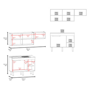 English Elm Kronos White Modular Kitchen Set with Streamlined Cabinets, Spacious Storage & Sleek Melamine Finish B062S01386