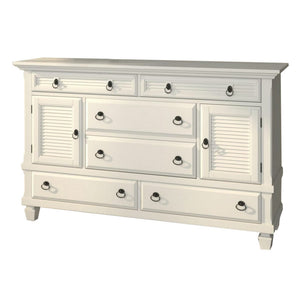English Elm Pine Solid Wood Dresser Six Drawers Two Cabinets White Finish Bedroom Storage B056P416767