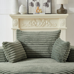 English Elm 55'l Chenille Round Sleeper Chair Fluffy Sculptural Seat for Living Room or Bedroom Green W834P401585