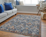 Feizy Rugs Kaia Luxurious Low Pile Floral Area Rug - Soft, Durable, And Fade-resistant For High-traffic Spaces Blue,Orange,Ivory Polypropylene,Viscose,Polyester Kai39hrfnvyblub00