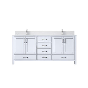 English Elm White Double Bath Vanity 72" W With Cultured Marble Top, Soft-Close Drawers, And Faucet Set Included B2731P259099-GIGA