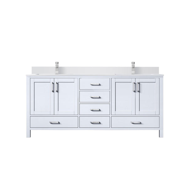 English Elm White Double Bath Vanity 72" W With Cultured Marble Top, Soft-Close Drawers, And Faucet Set Included B2731P259099-GIGA