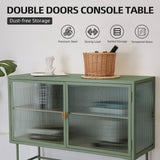 English Elm Mint Green Sideboard Storage Cabinet With Two Fluted Glass Doors Detachable Shelves Bottom Space For Living Room, Office, Dinging Room and Entryway (Old Sku:W68743733)