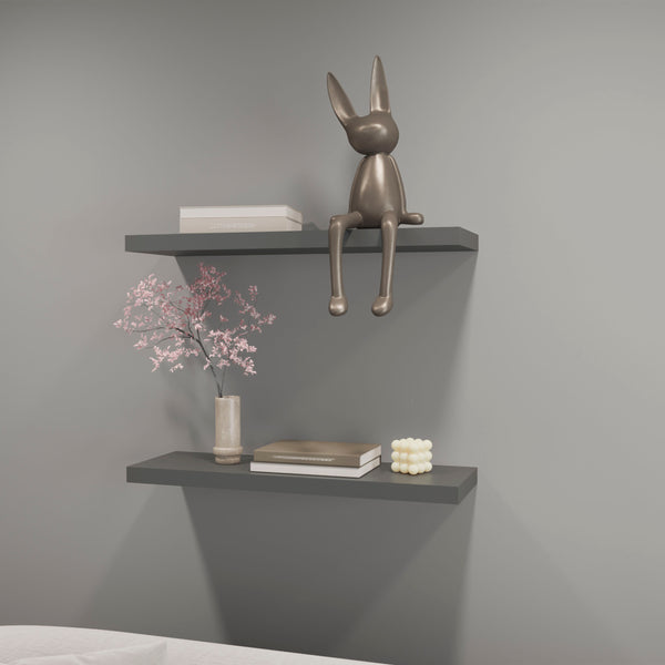 English Elm Iva recessed floating shelf set of 2 in matt grey melamine — 31.5" wide, sleek space-saving display solution Matte Gray 31.89 L x 10.63 W x 3.54 H B128P237183