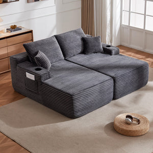 English Elm New Cloud Sectional Sofa Deep Plush Seat Double Chaise Low Profile Modern Lounge Grey W3975P475550
