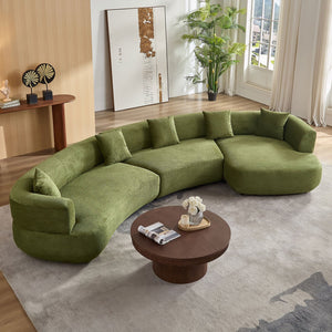 English Elm 155.91 Inch Modular Curved Sectional Sage Green Quilted Polyester Sofa for Living Room W2582S00197