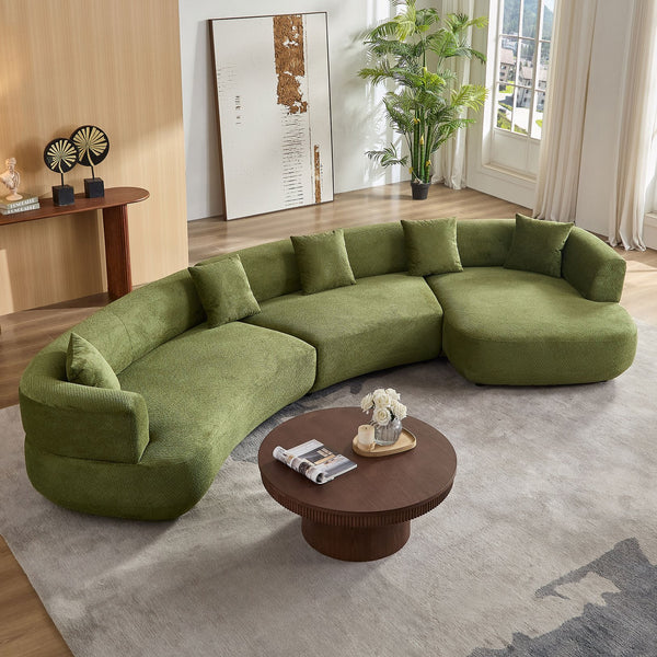 English Elm 155.91 Inch Modular Curved Sectional Sage Green Quilted Polyester Sofa for Living Room W2582S00197
