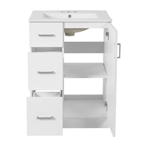 English Elm 24" Modern Bathroom Vanity with Under-Mount Sink, Vertical Stripe Design, 2 Drawers & Soft-Close Cabinet White N710P288936K