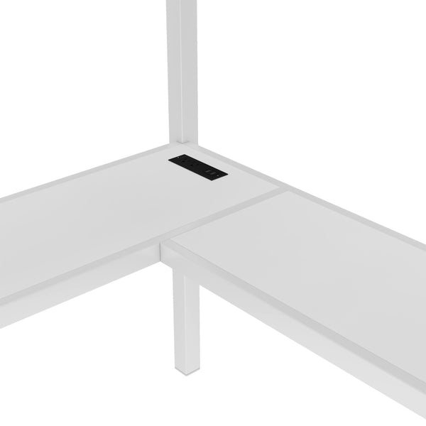 English Elm Queen Size Loft Bed With L-Shaped Desk, Usb Port & Led Lights - Stylish Space-Saving Solution For All W1580S00124-GIGA
