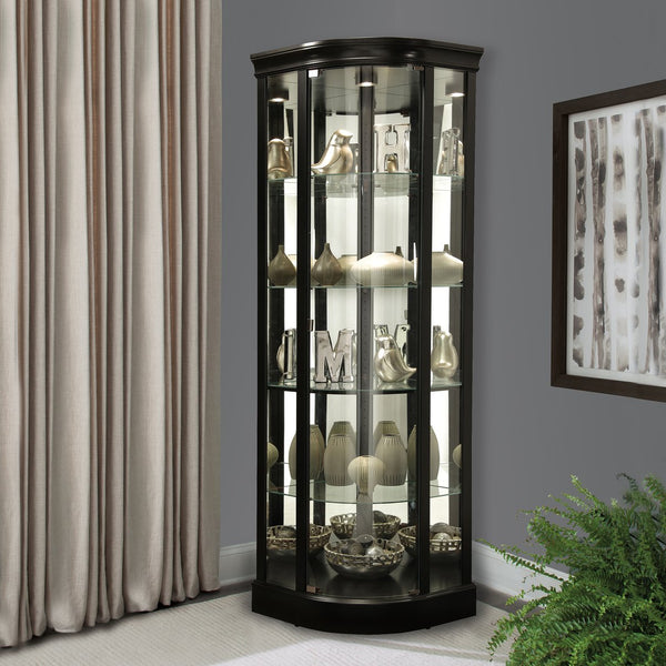 Hekman Furniture 680627 Marlowe Ii Curio Cabinet - Elegant Lighted Display With Adjustable Shelves & Modern Design Black Satin Marlowe Ii Corner Curio Cabinet 680627